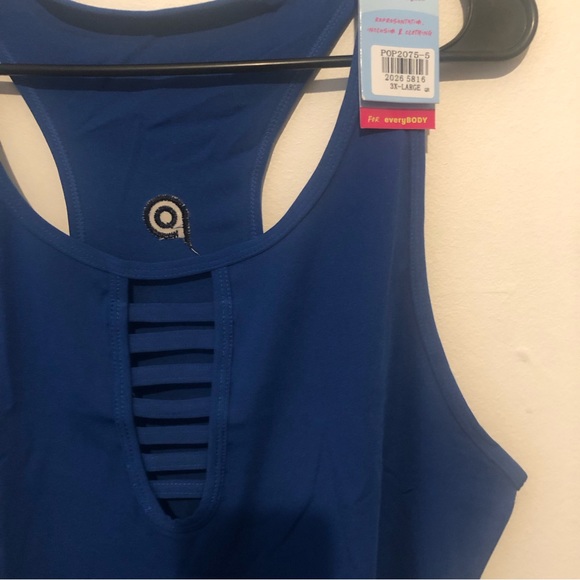 Popfit blue strappy front racerback tank sz 3X - Picture 2 of 4